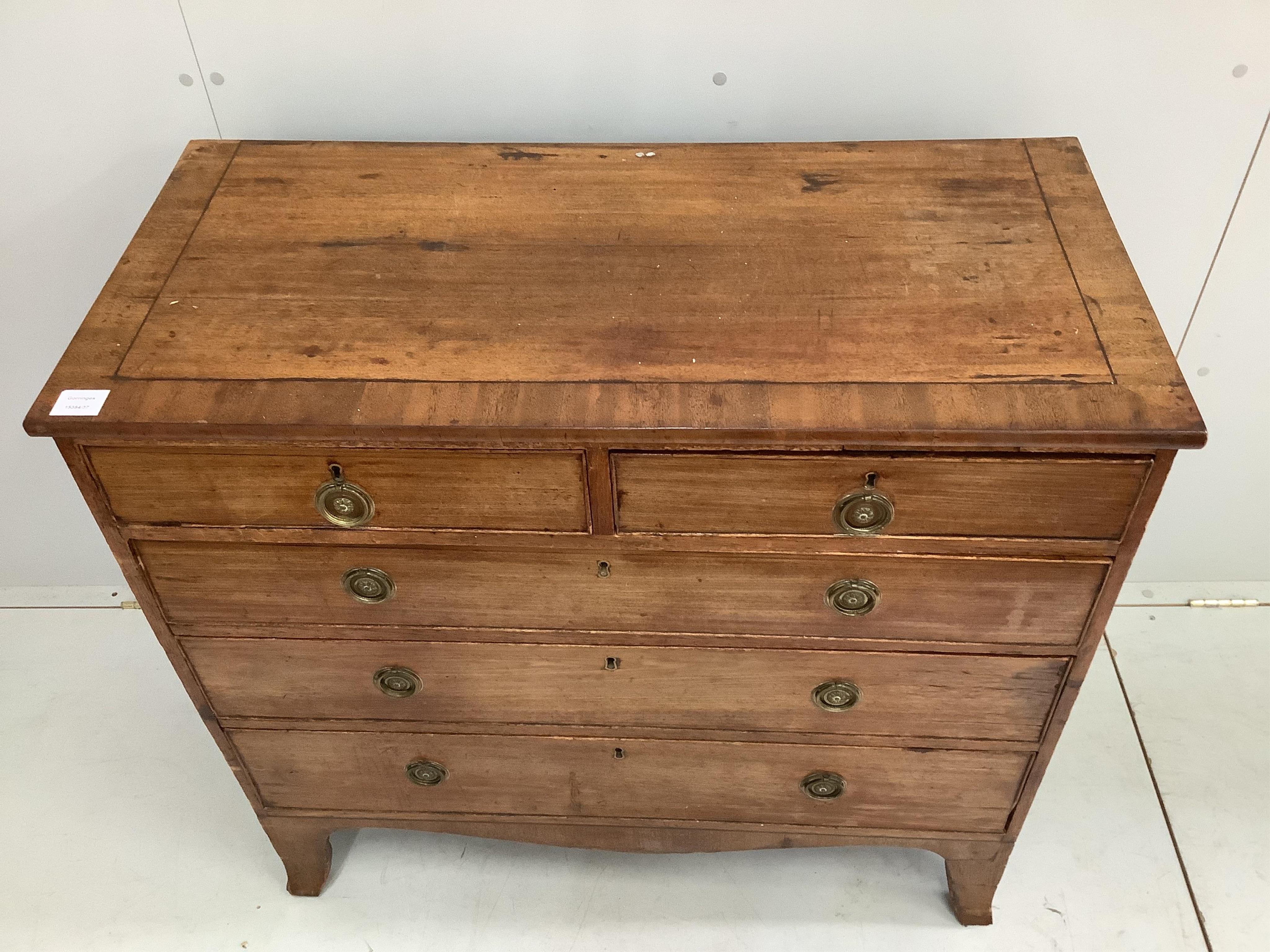 A George IV mahogany chest, width 95cm, depth 46cm, height 89cm. Condition - fair